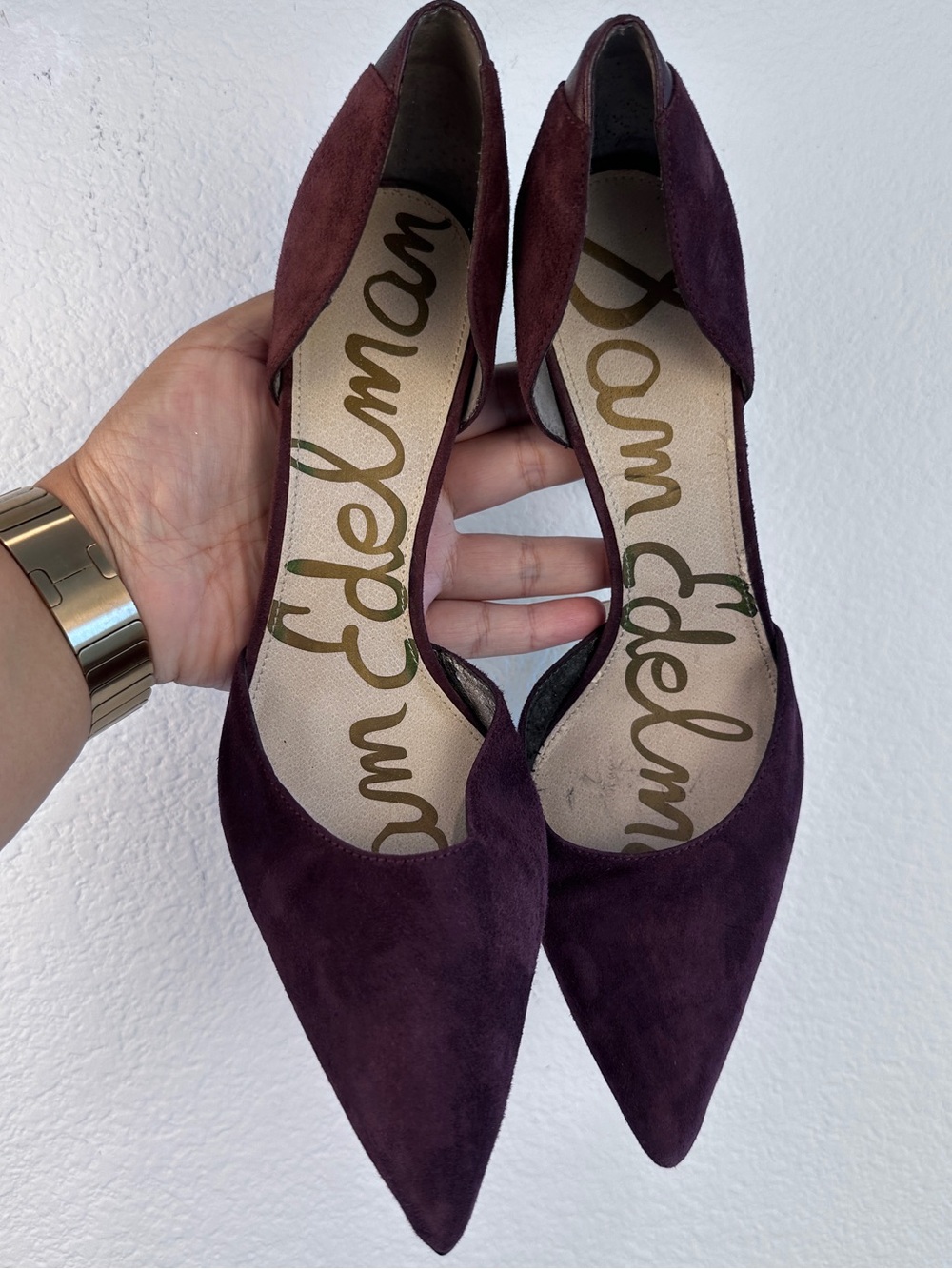 Sam Edelman Burgundy Suede Pointed Toe Pumps Heels Size 11